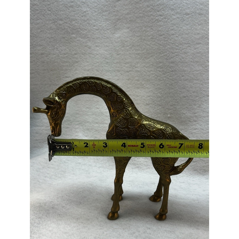 Brass African Giraffe Figurine Statue Solid 9" Tall MCM- Heavy - Picture 6 of 7